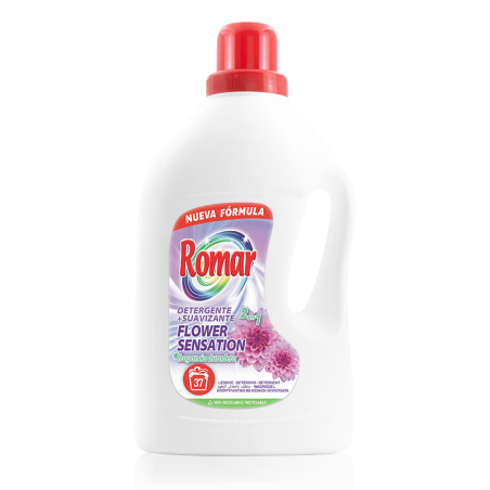 ROMAR FLOWER SENSATION VEĻAS MAZGĀŠANAS LĪDZEKLIS UN AUDUMU MĪKSTINĀTĀJS 2IN1, 2000ML